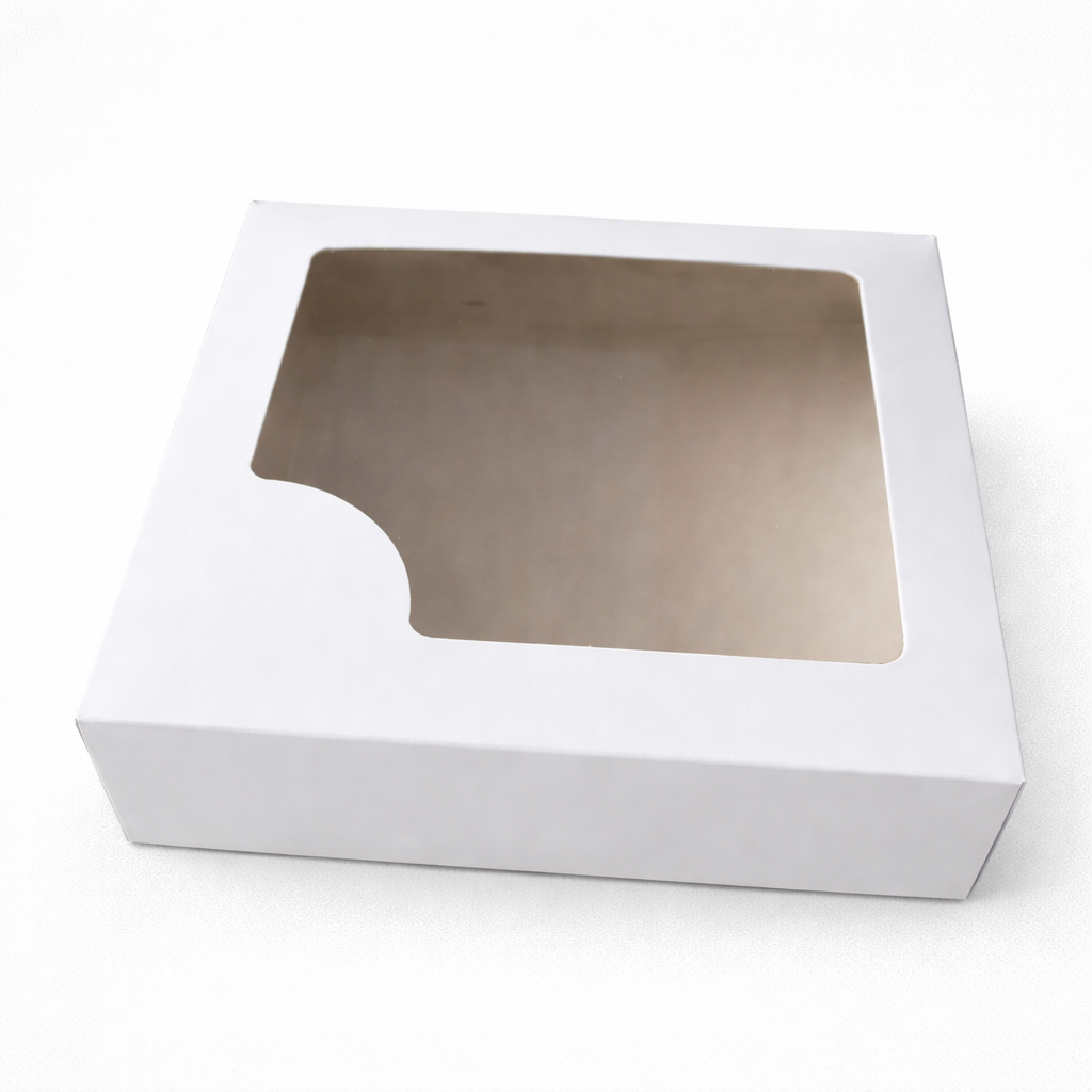 Caja multiuso/desayuno cartón blanco con visor - Pack x25 unidades