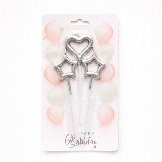 Velas corazón y estrellas - Blister x3 unidades