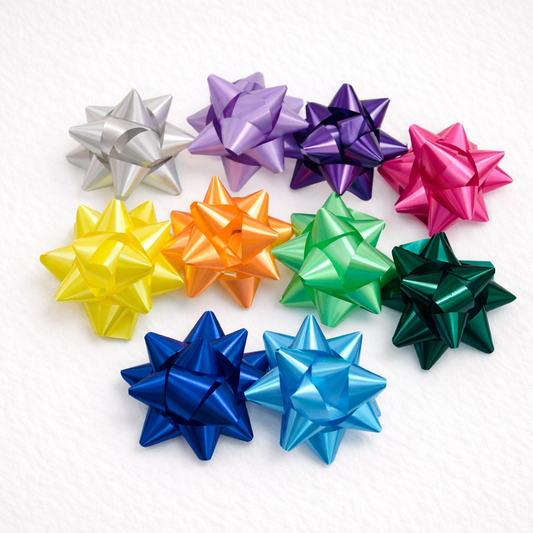 Moños estrella colores surtidos - Packs x20 y x50 unidades