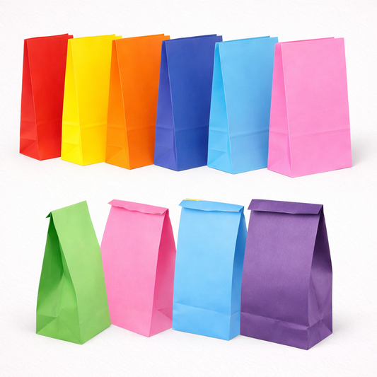 Bolsa de papel liso para cotillón - Pack 12 x 7 x 24 cm. x50 unidades