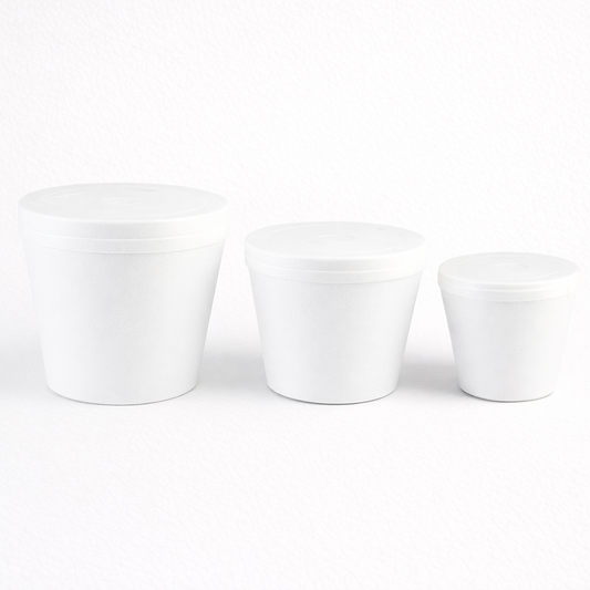 Potes telgopor térmicos descartables con tapa - Pack x100 unidades