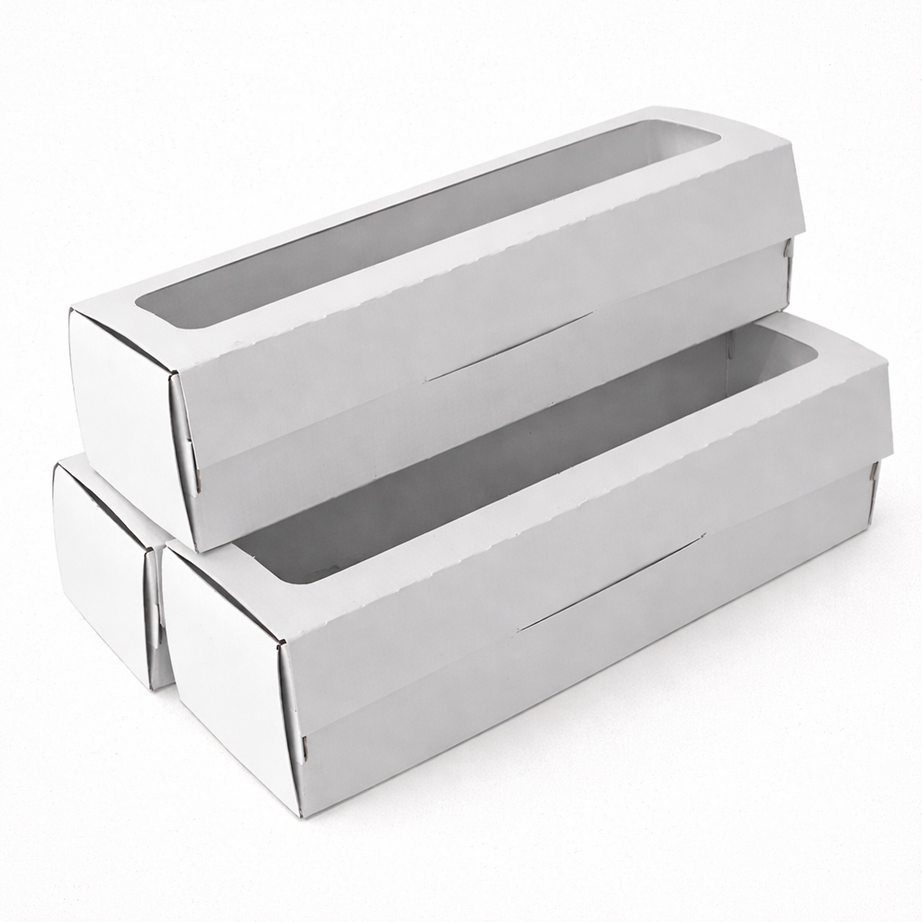 Caja de alfajores/macarrones con visor - Pack x25 unidades