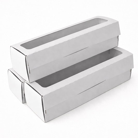 Caja de alfajores/macarrones con visor - Pack x25 unidades