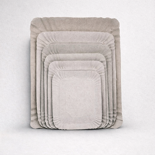 Bandeja rectangular cartón gris - Pack x100 unidades