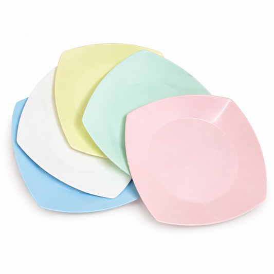 Plato cuadrado plástico melamina - Pack x10 unidades