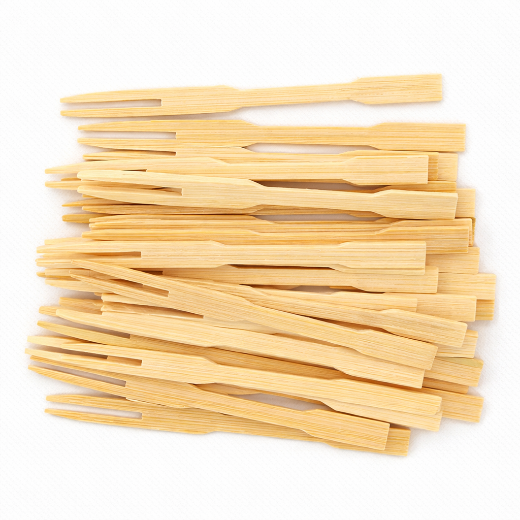 Mini tenedor pincho bambú - Pack x100 unidades 9 cm.