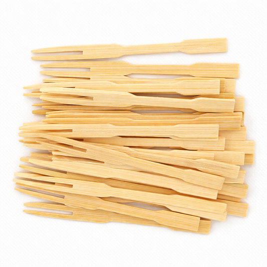 Mini tenedor pincho bambú - Pack x100 unidades 9 cm.