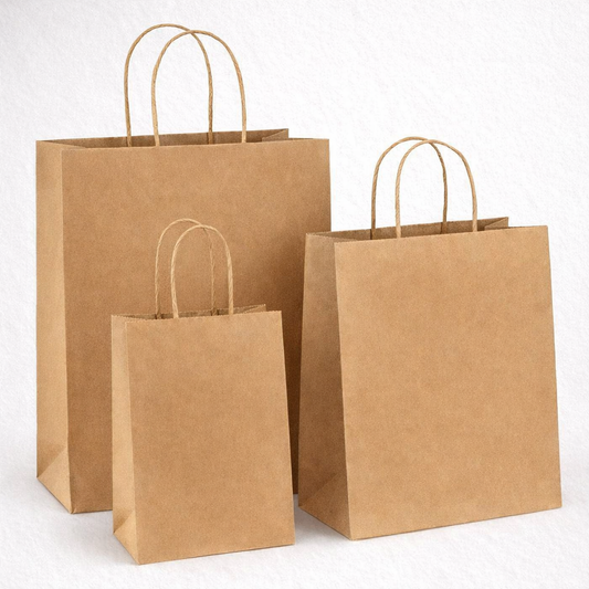 Bolsa papel Kraft con manija - Pack x10 unidades